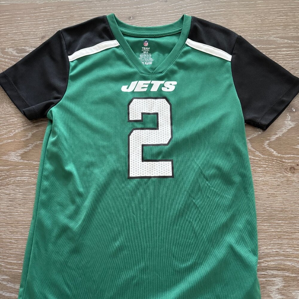 Girls NFL New York Jets green/black short sleeve jersey 2 Wilson size L 10/12